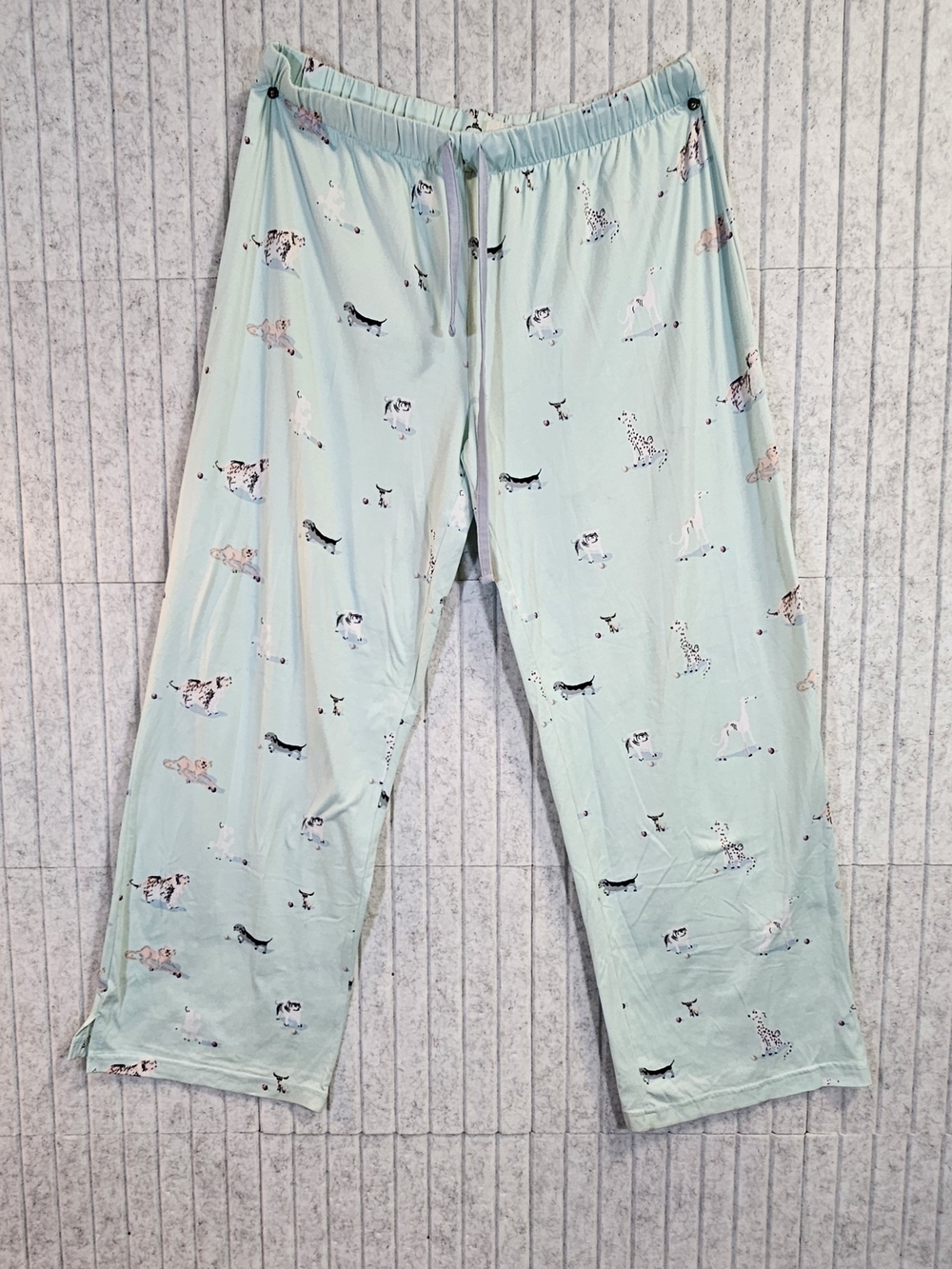 Munki Munki Women’s XL Dog Print Pajama Set Mint Button Up Top Pants - Picture 4 of 4
